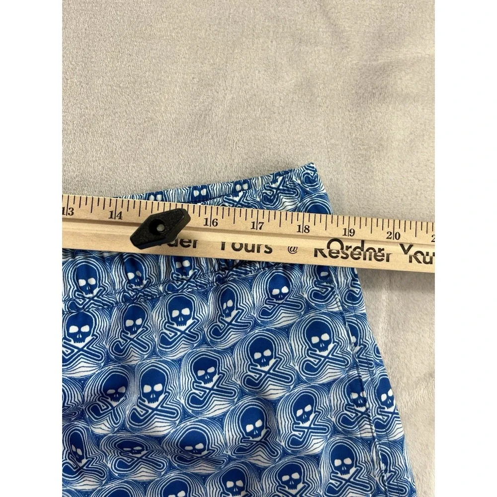 Robert Graham Swim Trunks Shorts Men 2XL Blue Skull Print Compression Lined Surf